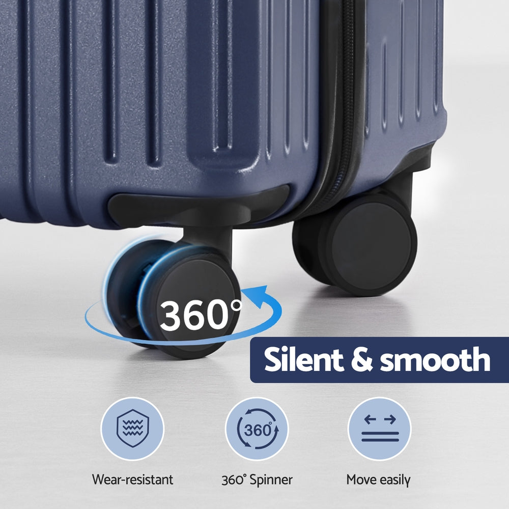 Wanderlite 2pcs Trunk Luggage Suitcase Travel Carry On TSA Lock 12" 20" Navy-Home & Garden > Travel > Suitcases-PEROZ Accessories