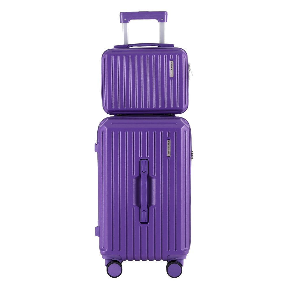 Wanderlite 2pcs Trunk Luggage Suitcase Travel Carry On TSA Lock 12" 20" Purple-Home & Garden > Travel > Suitcases-PEROZ Accessories