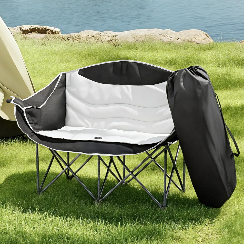 Weisshorn Camping Chair Double Folding Moon Chair Portable Seat 240KG-Outdoor Recreation > Camping > Camp Furniture-PEROZ Accessories