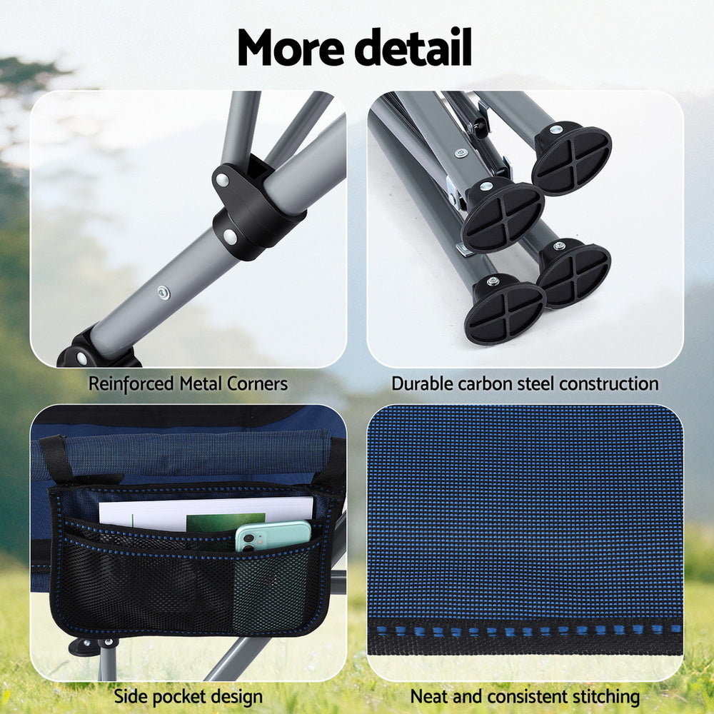 Weisshorn Camping Chair Folding Outdoor Portable Seat Lightweight Beach Picnic Fishing Capacity 120KG Navy Blue-Furniture > Outdoor > Outdoor Chairs-PEROZ Accessories