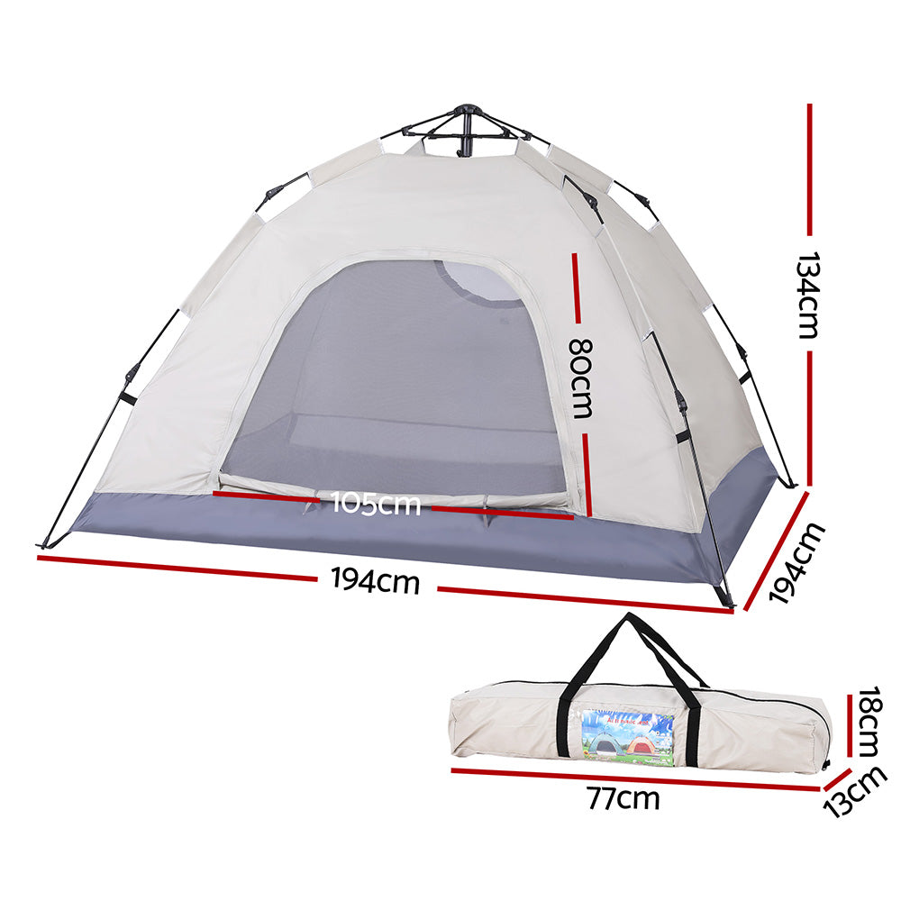 Weisshorn Camping Tent Instant Tent Pop up 2 Person Outdoor Hiking Tents Hiking Beige-Outdoor Recreation > Camping > Tents-PEROZ Accessories