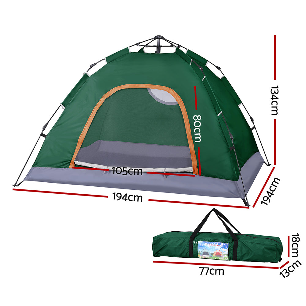 Weisshorn Camping Tent Instant Tent Pop up 2 Person Outdoor Hiking Tents Hiking Green-Outdoor Recreation > Camping > Tents-PEROZ Accessories