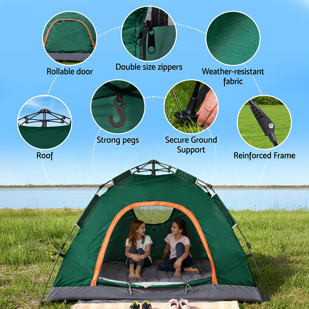 Weisshorn Camping Tent Instant Tent Pop up 2 Person Outdoor Hiking Tents Hiking Green-Outdoor Recreation > Camping > Tents-PEROZ Accessories