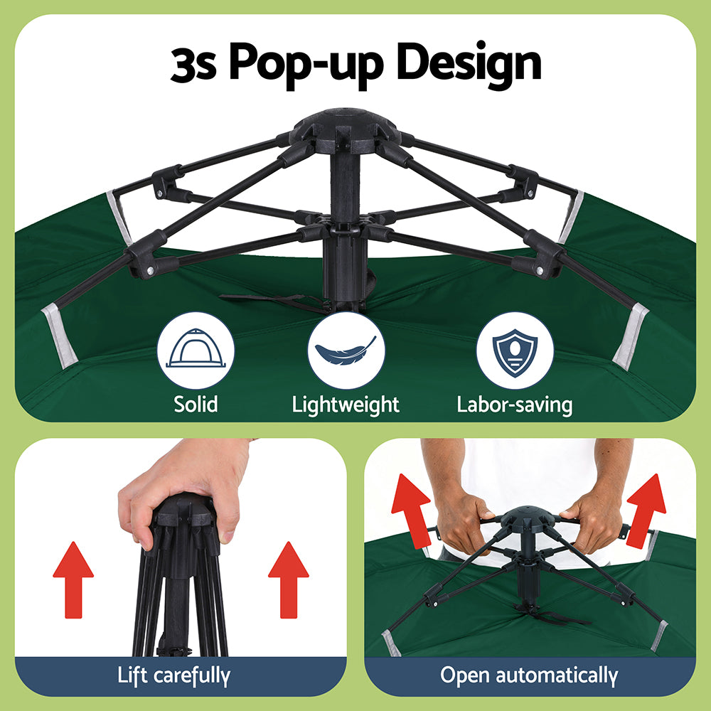 Weisshorn Camping Tent Instant Tent Pop up 2 Person Outdoor Hiking Tents Hiking Green-Outdoor Recreation > Camping > Tents-PEROZ Accessories