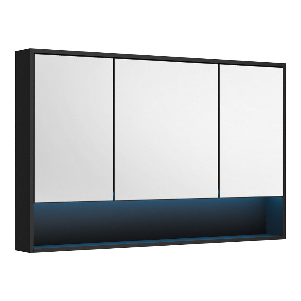 Welba Bathroom Mirror Cabinet LED Wall Storage 1200x750mm Black-Bathroom Cabinet-PEROZ Accessories