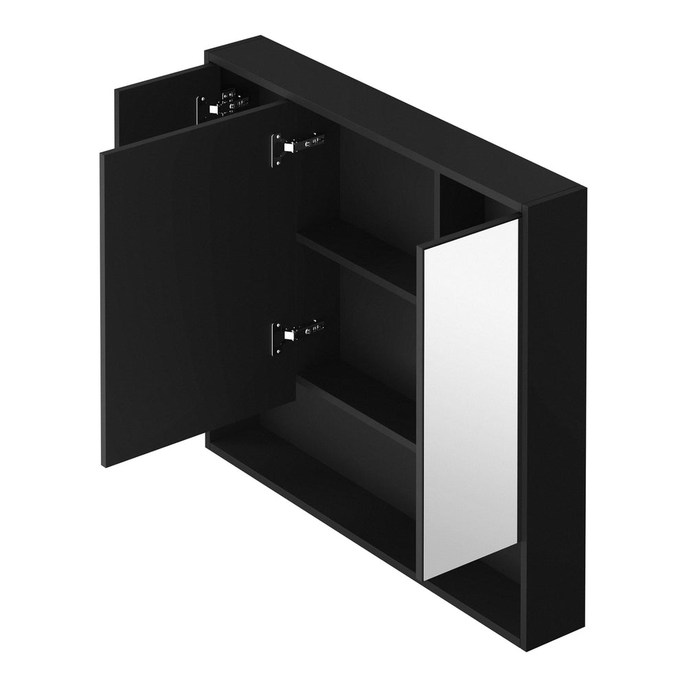 Welba Bathroom Mirror Cabinet LED Wall Storage 900x750mm Black-Bathroom Cabinet-PEROZ Accessories