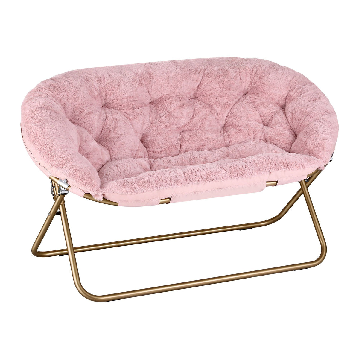 Artiss Double Saucer Chair Soft Faux Fur Lounge Foldable Oversize Chair for Bedroom Pink-Furniture > Bar Stools & Chairs > Arm Chairs & Recliners-PEROZ Accessories