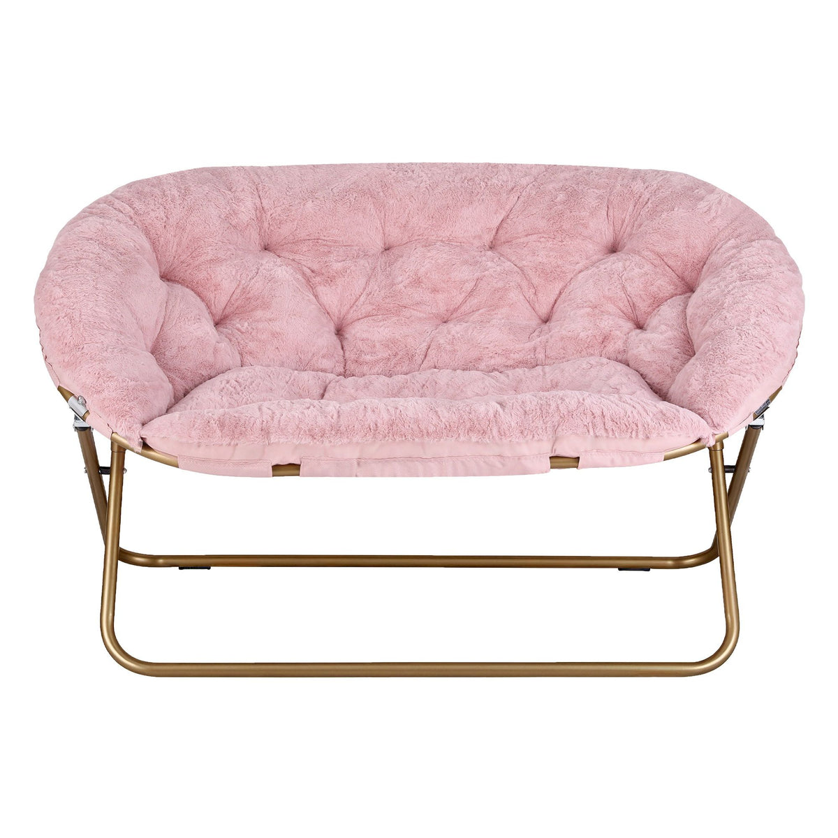 Artiss Double Saucer Chair Soft Faux Fur Lounge Foldable Oversize Chair for Bedroom Pink-Furniture > Bar Stools & Chairs > Arm Chairs & Recliners-PEROZ Accessories