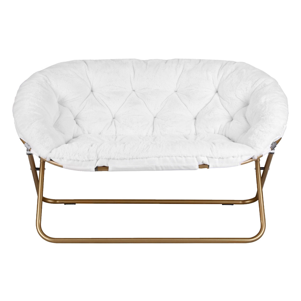 Artiss Double Saucer Chair Soft Faux Fur Lounge Foldable Oversize Chair for Bedroom White-Furniture > Bar Stools & Chairs > Arm Chairs & Recliners-PEROZ Accessories