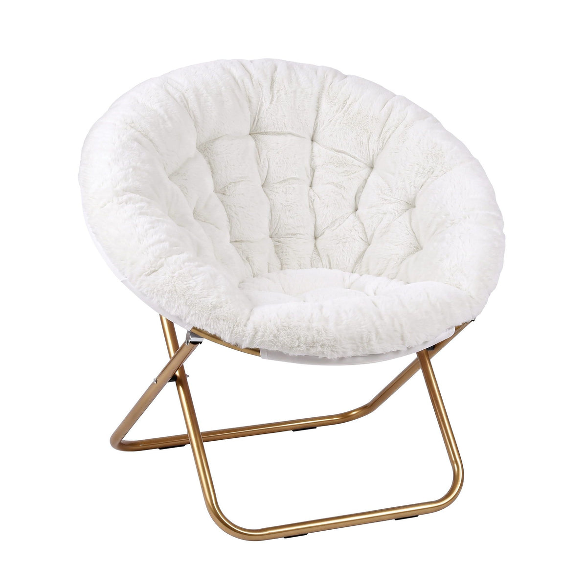 Artiss Cozy Saucer Chair Soft Faux Fur Folding Accent Chair for Bedroom White-Furniture > Bar Stools & Chairs > Arm Chairs & Recliners-PEROZ Accessories