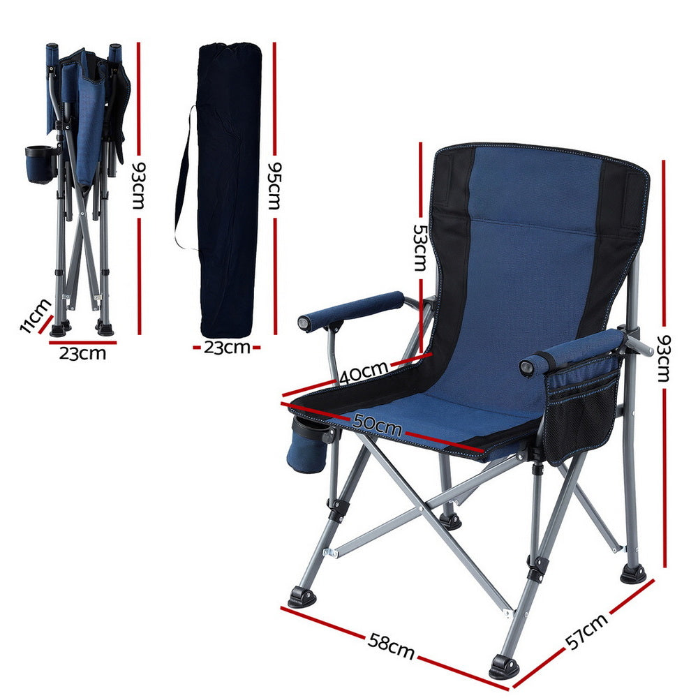 Weisshorn Camping Chair Folding Outdoor Portable Seat Lightweight Beach Picnic Fishing Capacity 120KG Navy Blue-Furniture > Outdoor > Outdoor Chairs-PEROZ Accessories