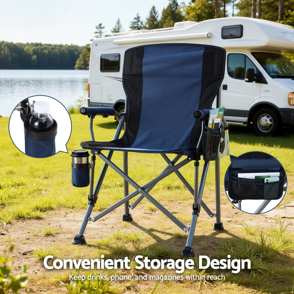 Weisshorn Camping Chair Folding Outdoor Portable Seat Lightweight Beach Picnic Fishing Capacity 120KG Navy Blue-Furniture > Outdoor > Outdoor Chairs-PEROZ Accessories