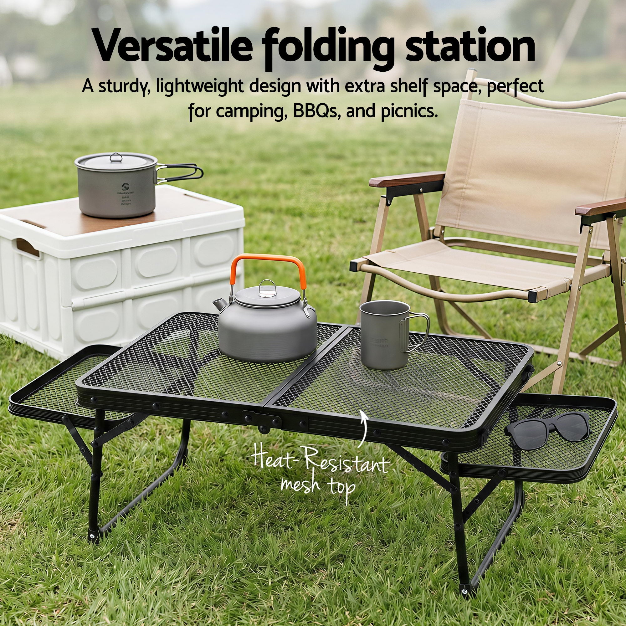 Weisshorn Camping Table Mesh Desktop Lightweight Portable Outdoor Folding Grill Desk-Outdoor Recreation > Camping > Camping Appliances-PEROZ Accessories