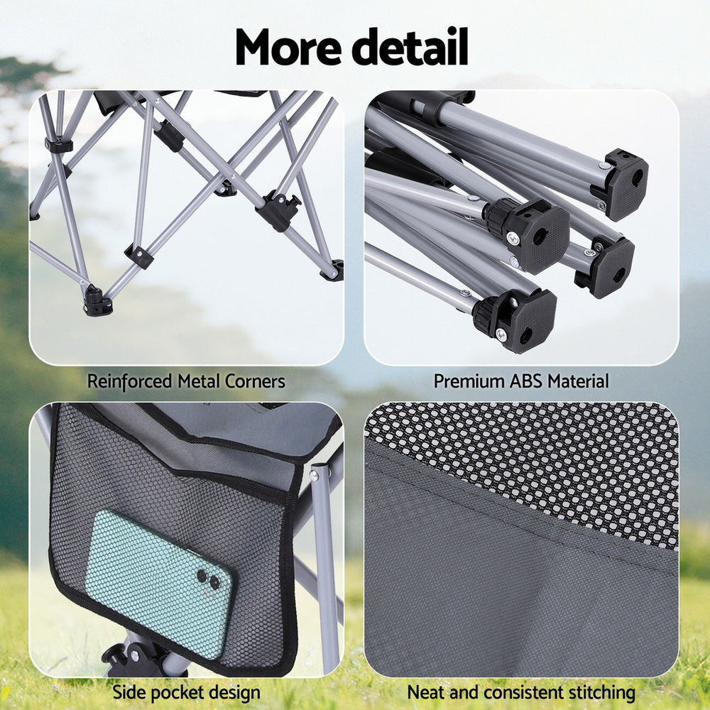 Weisshorn Camping Chair Adjustable Reclining Portable Outdoor Folding Chair Grey-Furniture > Outdoor > Outdoor Chairs-PEROZ Accessories