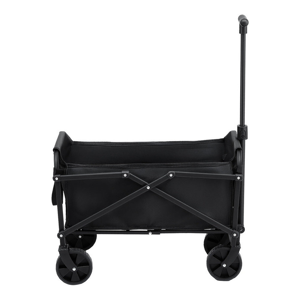 Gardeon Garden Cart Folding Trolley Camping Wagon Barrow Outdoor Beach Black-Home & Garden > Garden Tools > Spreaders & Wheelbarrows-PEROZ Accessories