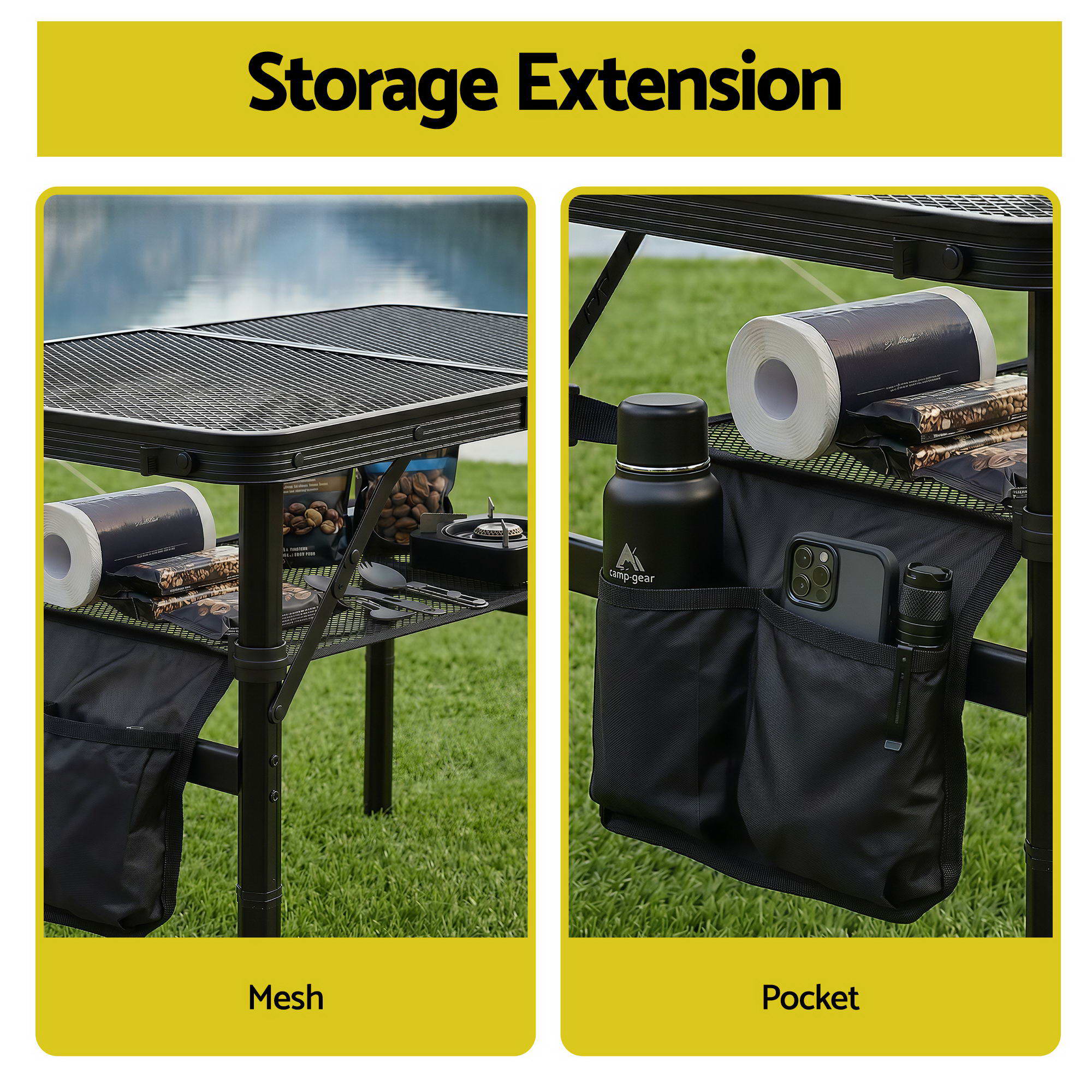 Gardeon BBQ Camp Table, 60*40*56 Portable Foldable Lightweight Grill Outdoor Metal Table 2.5kg-Outdoor Recreation > Camping > Camping Appliances-PEROZ Accessories