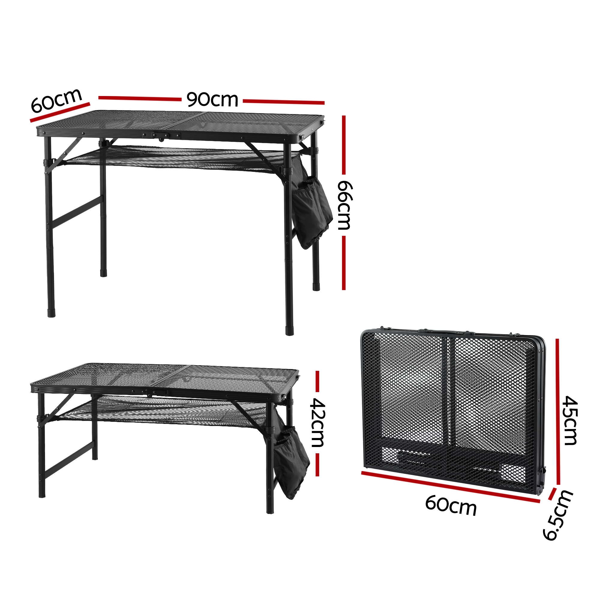 Gardeon BBQ Camp Table, 90*60*66 Portable Foldable Lightweight Grill Outdoor Metal Table 3.9kg-Outdoor Recreation > Camping > Camping Appliances-PEROZ Accessories
