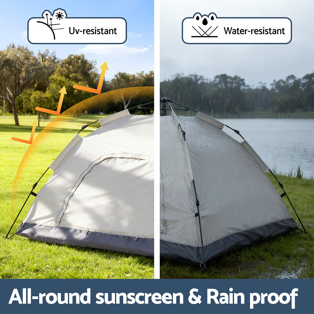 Weisshorn Camping Tent Instant Tent Pop up 2 Person Outdoor Hiking Tents Hiking Beige-Outdoor Recreation > Camping > Tents-PEROZ Accessories