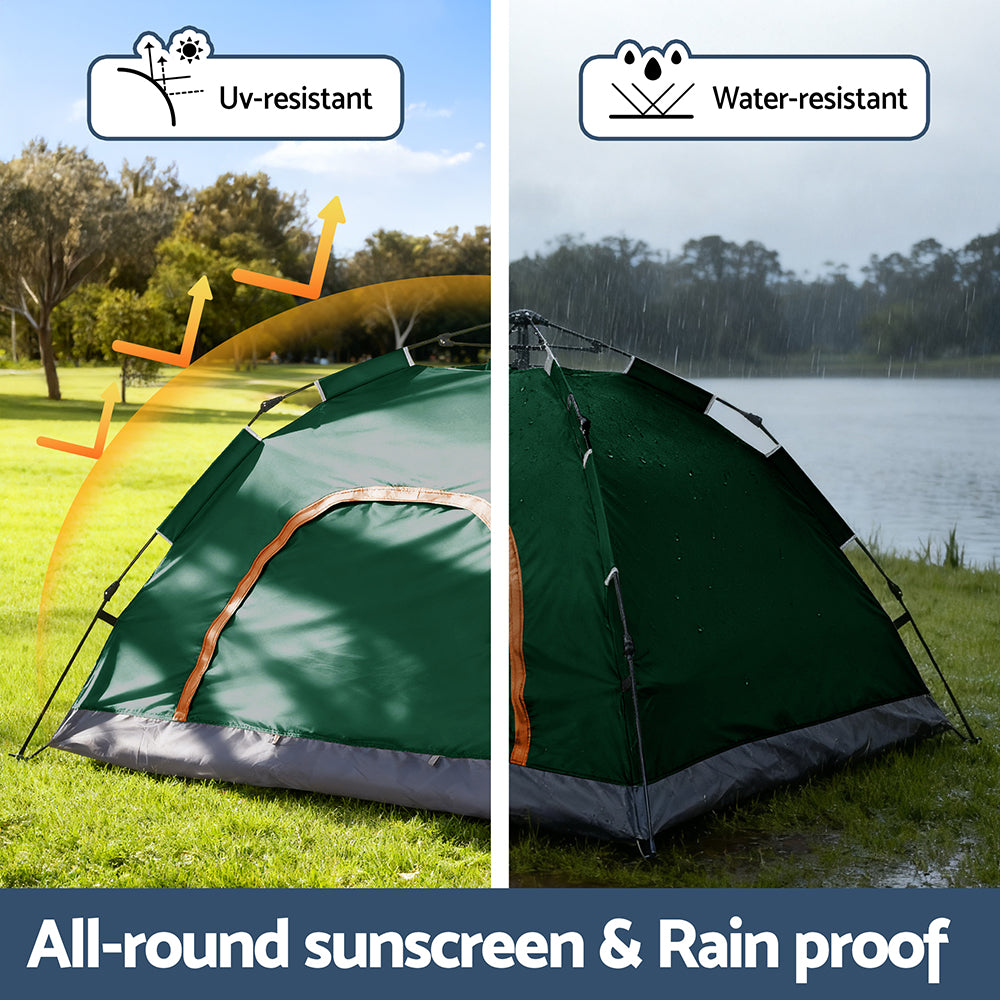 Weisshorn Camping Tent Instant Tent Pop up 2 Person Outdoor Hiking Tents Hiking Green-Outdoor Recreation > Camping > Tents-PEROZ Accessories