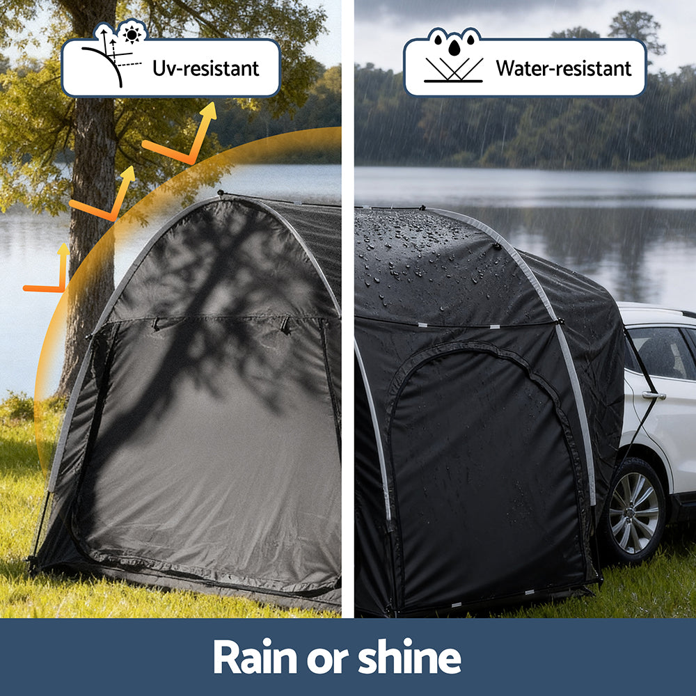 Weisshorn Camping Tent Car SUV Rear Hatchback Tents Canopy Portable Outdoor Family Black-Outdoor Recreation > Camping > Tents-PEROZ Accessories