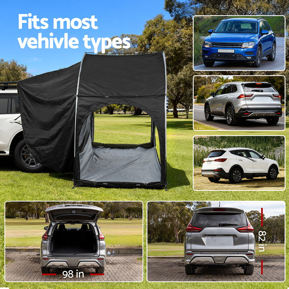 Weisshorn Camping Tent Car SUV Rear Hatchback Tents Canopy Portable Outdoor Family Black-Outdoor Recreation > Camping > Tents-PEROZ Accessories