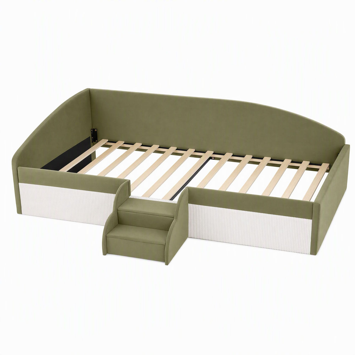 Artiss King Single Upholstered Daybed Sofa Bed with Centre Stairs, Olive-Furniture > Bedroom > Beds & Bed Frames-PEROZ Accessories