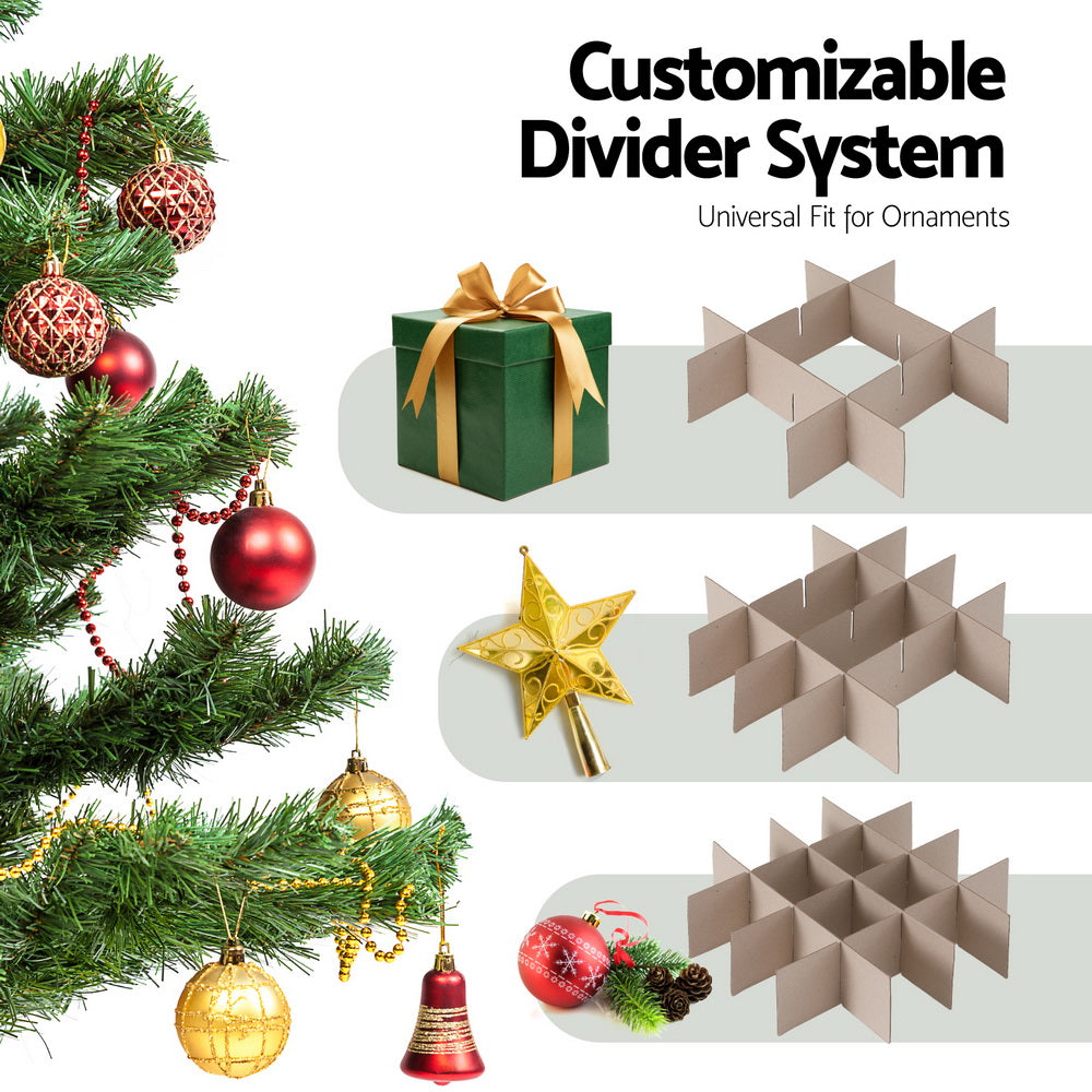 Jingle Jollys Christmas Baubles Storage Box 64 Dividers Xmas Ornaments Container-Occasions > Christmas > Christmas Decorations-PEROZ Accessories
