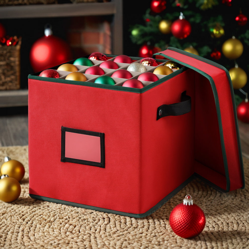 Jingle Jollys Christmas Baubles Storage Box 64 Dividers Xmas Ornaments Container-Occasions > Christmas > Christmas Decorations-PEROZ Accessories