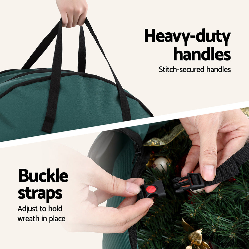 Jingle Jollys Christmas Garland Wreath Storage Bag 2-Tier Ornaments Holder 60cm-Occasions > Christmas > Christmas Decorations-PEROZ Accessories