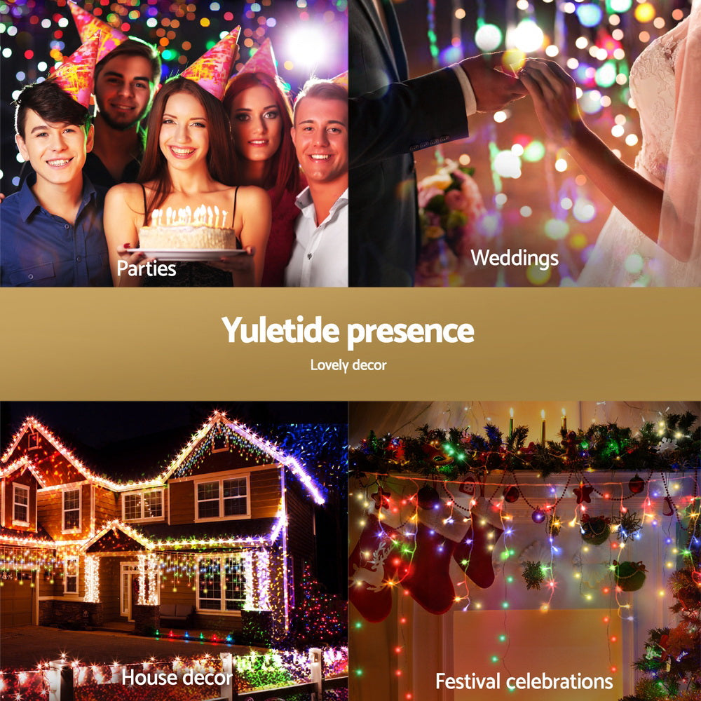 Jingle Jollys 32M Christmas Lights Icicle String Light 960 LED Multi-coloured-Occasions > Christmas > Outdoor Decorations & Lights-PEROZ Accessories
