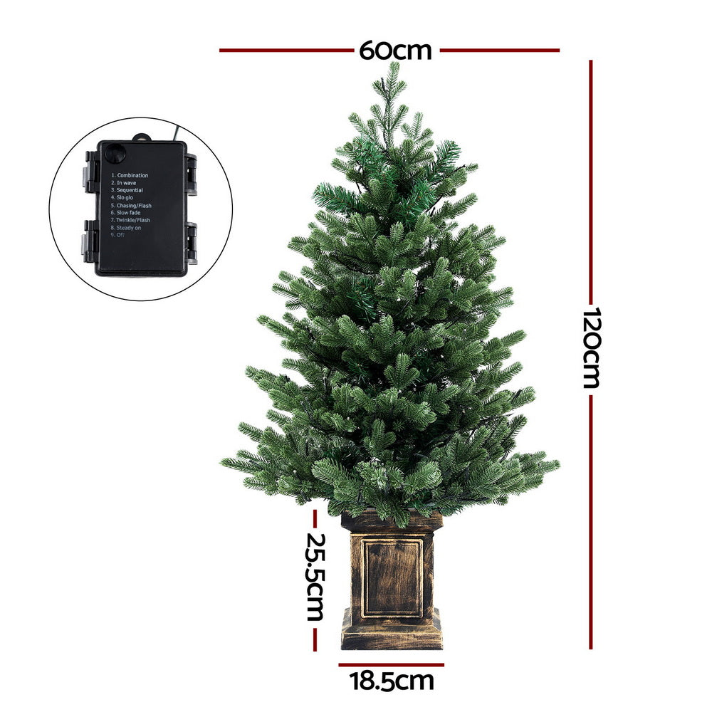 Jingle Jollys Christmas Tree 1.2M LED Potted Xmas Tree Party Decor 8 Light Modes-Occasions > Christmas > Christmas Trees-PEROZ Accessories
