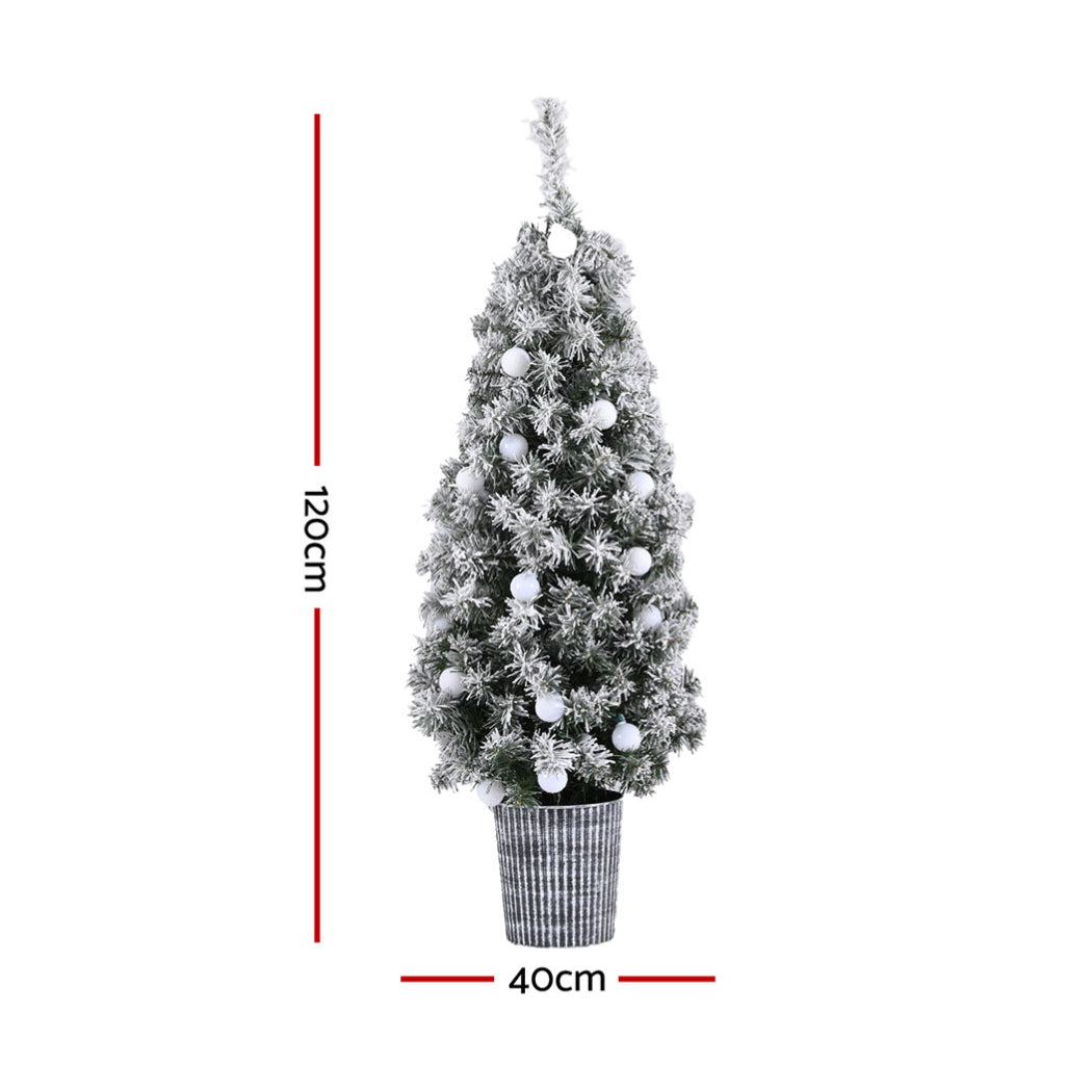 Jingle Jollys Christmas Tree 1.2M Potted Snowy Xmas Tree-Occasions > Christmas > Christmas Trees-PEROZ Accessories