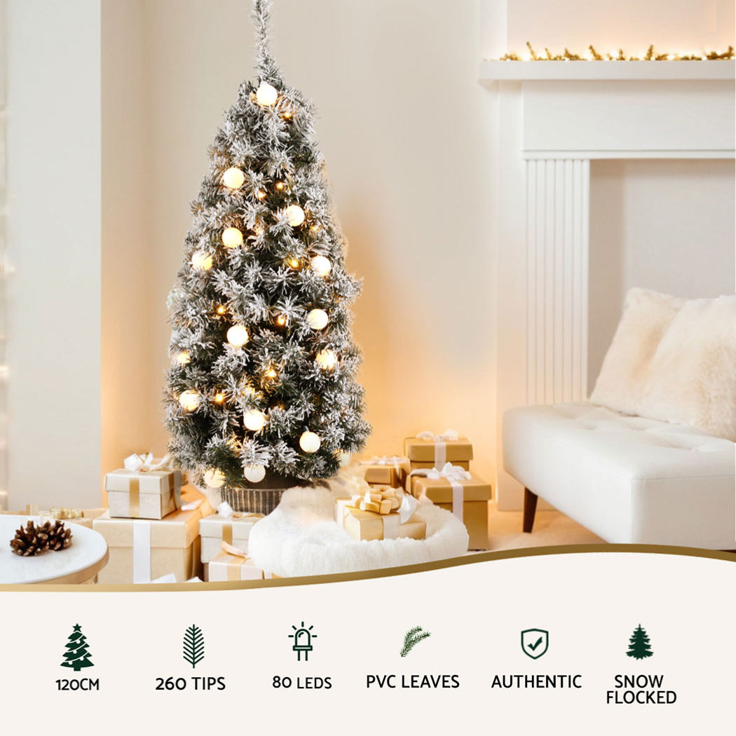Jingle Jollys Christmas Tree 1.2M Potted Snowy Xmas Tree-Occasions > Christmas > Christmas Trees-PEROZ Accessories