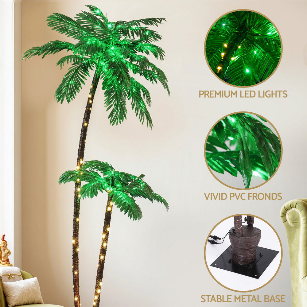 Jingle Jollys Christmas Tree 2.1m LED Lighted Xmas Palm Trees Party Decorations-Occasions > Christmas > Outdoor Decorations & Lights-PEROZ Accessories