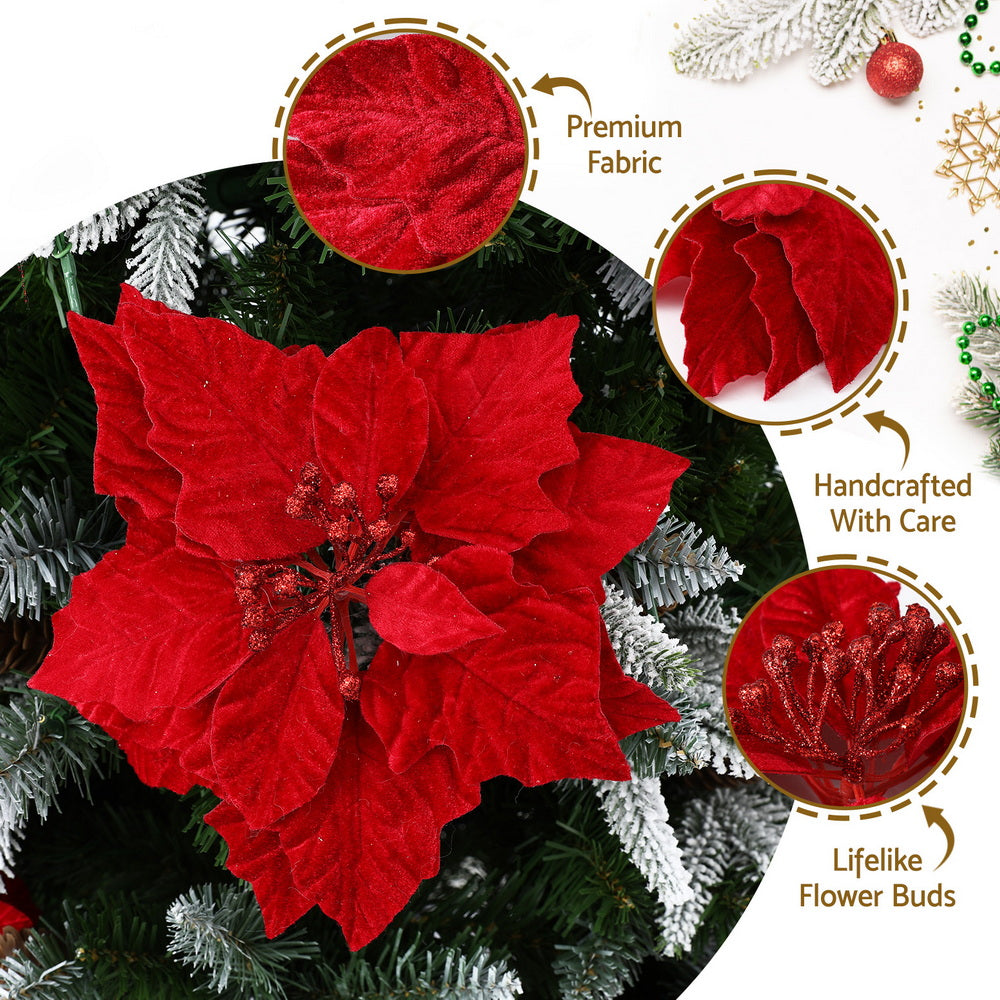 Jingle Jollys 14Pcs Christmas Tree Flowers Set Xmas Garland Wreath Ornaments Red-Occasions > Christmas > Christmas Decorations-PEROZ Accessories