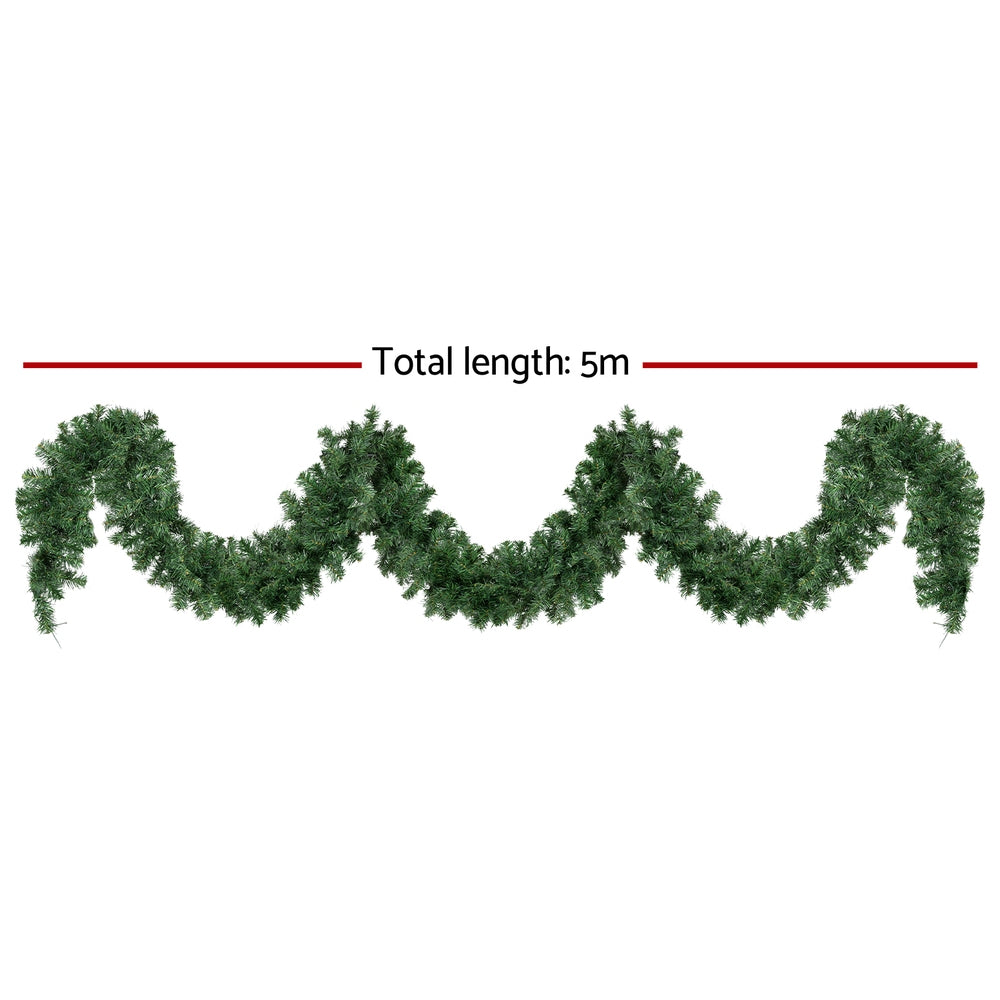 Jingle Jollys 5M Christmas Garland LED Lights Party Xmas Decorations 380 TIPS-Occasions > Christmas > Christmas Wreaths & Garlands-PEROZ Accessories