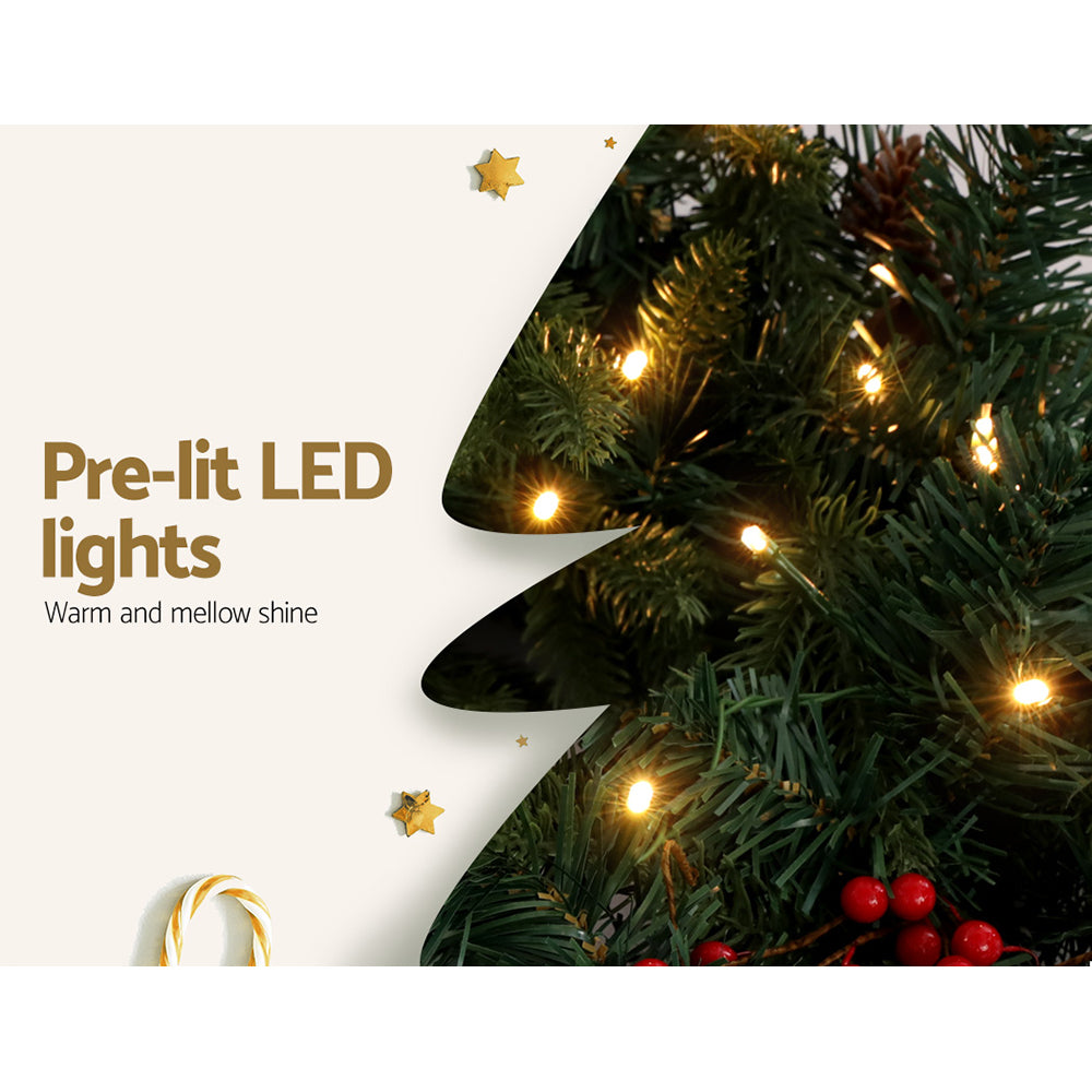 Jingle Jollys 2.4m Christmas Garland with LED Lights Decorations Xmas Party-Occasions > Christmas > Outdoor Decorations & Lights-PEROZ Accessories