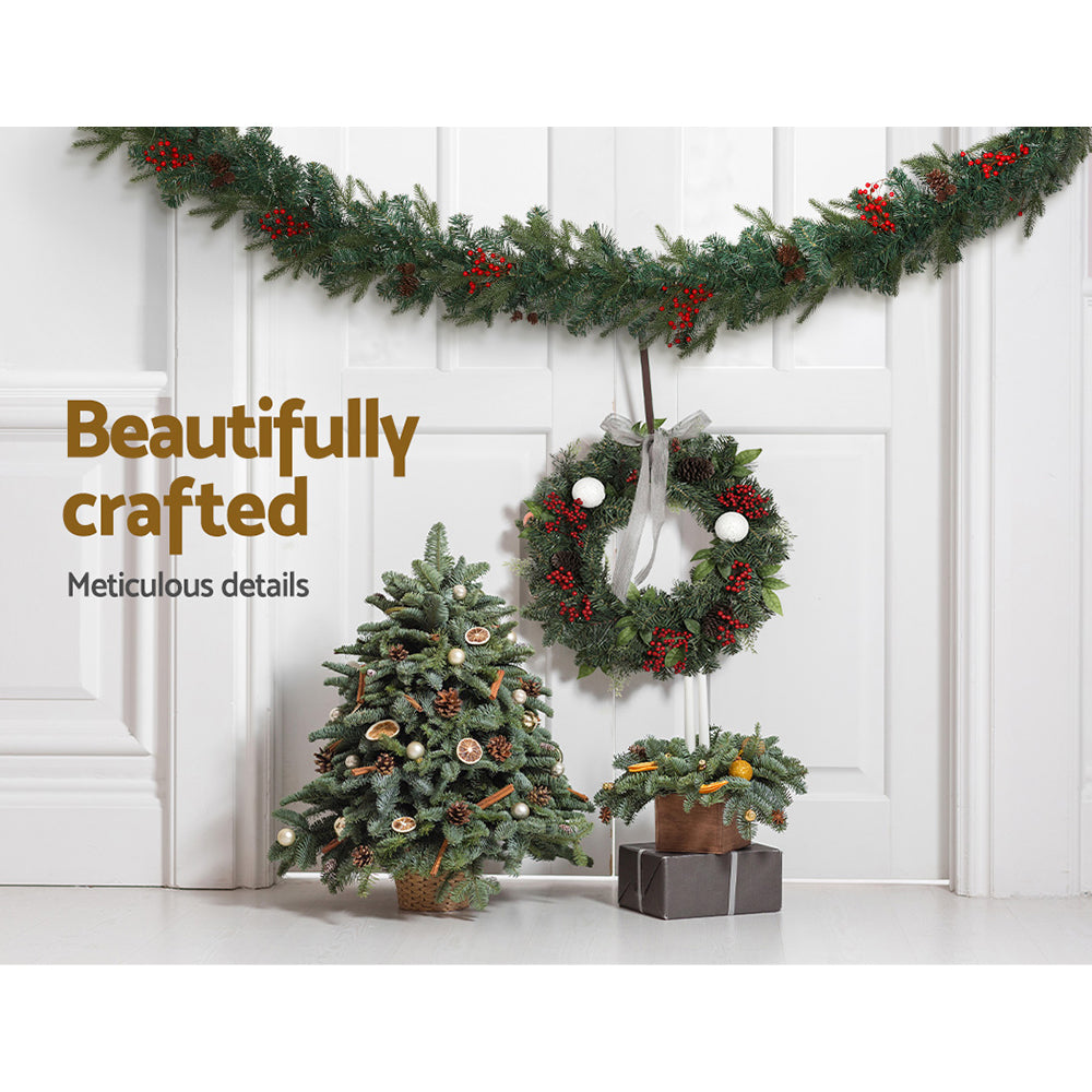 Jingle Jollys 2.4m Christmas Garland with LED Lights Decorations Xmas Party-Occasions > Christmas > Outdoor Decorations & Lights-PEROZ Accessories