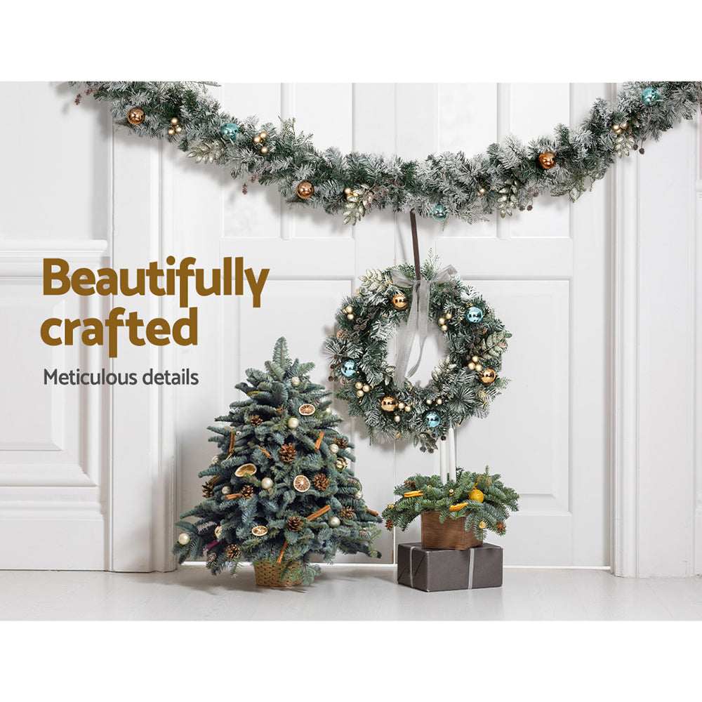 Jingle Jollys 2.7m Christmas Garland with LED Lights Snowy Decoration Xmas Party-Occasions > Christmas > Outdoor Decorations & Lights-PEROZ Accessories