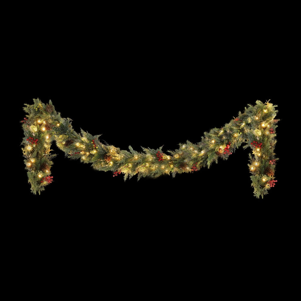 Jingle Jollys 3M Christmas Garland Pre-lit LED with Pine Cones Xmas Decor Green-Occasions > Christmas > Christmas Wreaths & Garlands-PEROZ Accessories