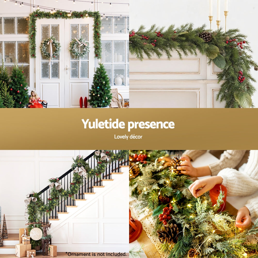 Jingle Jollys 3M Christmas Garland Pre-lit LED with Pine Cones Xmas Decor Green-Occasions > Christmas > Christmas Wreaths & Garlands-PEROZ Accessories