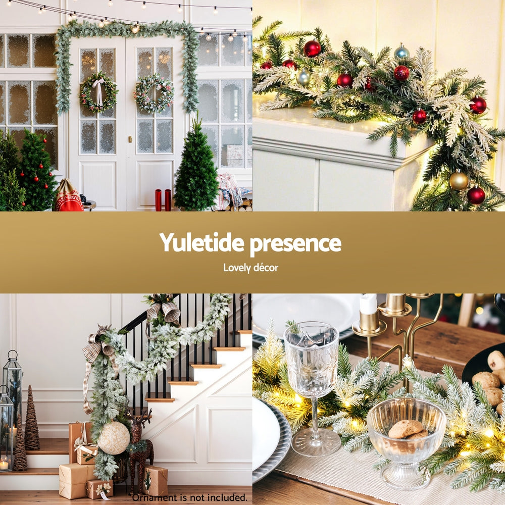 Jingle Jollys 3M Christmas Garland Pre-lit LED Lights Snow Frosted Tips Decor-Occasions > Christmas > Christmas Wreaths & Garlands-PEROZ Accessories