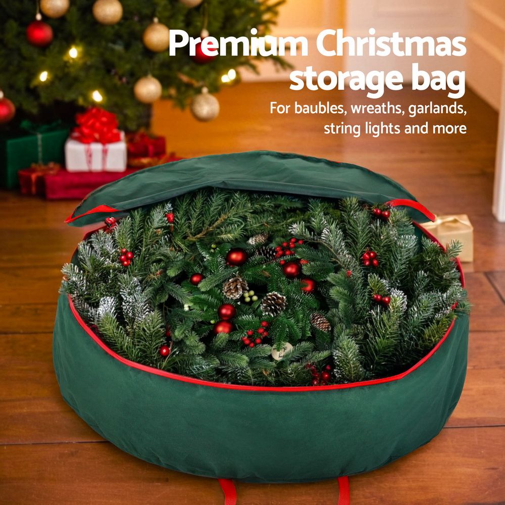 Jingle Jollys Christmas Garland Wreath Storage Bag Baubles Ornaments Container-Home & Garden > Storage > Clothing & Wardrobe Storage-PEROZ Accessories
