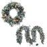 Jingle Jollys 2.7m Christmas Garland with Wreath Set LED Lights Snowy Xmas Decor-Occasions > Christmas > Christmas Wreaths & Garlands-PEROZ Accessories