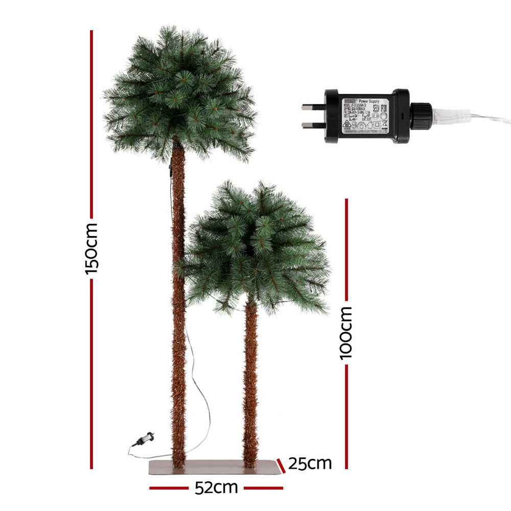 Jingle Jollys Christmas Tree 1.5+1m LED Xmas Palm Tree Party Decorations 2 in 1-Occasions > Christmas > Christmas Trees-PEROZ Accessories