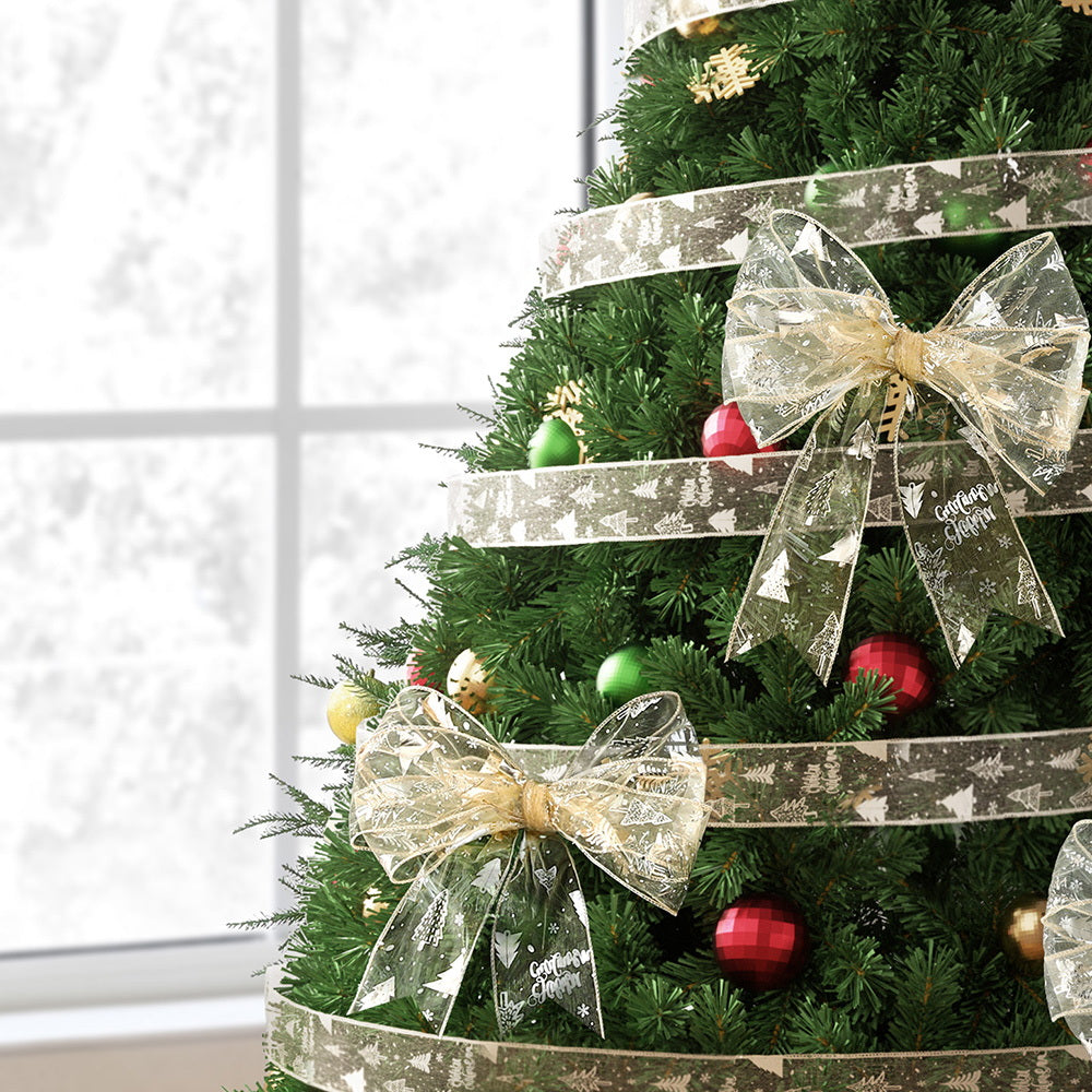 Jingle Jollys 20M Christmas Ribbon Roll Bow Printed Xmas Tree Decor Gift Gold-Occasions > Christmas > Christmas Decorations-PEROZ Accessories