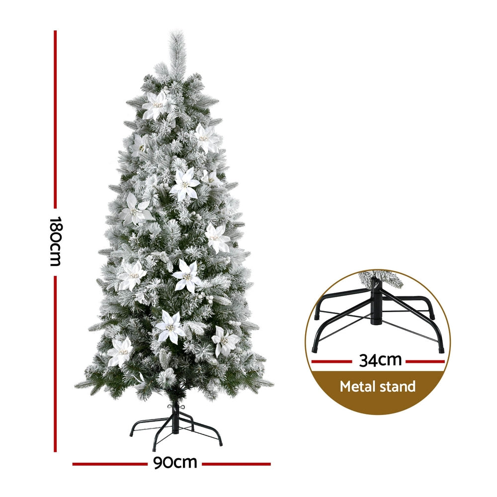 Jingle Jollys Christmas Tree 1.8m Xmas Tree Snow Flocked Flowers Decor 564 Tips-Occasions > Christmas > Christmas Trees-PEROZ Accessories
