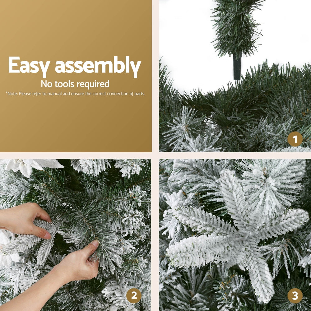 Jingle Jollys Christmas Tree 1.8m Xmas Tree Snow Flocked Flowers Decor 564 Tips-Occasions > Christmas > Christmas Trees-PEROZ Accessories