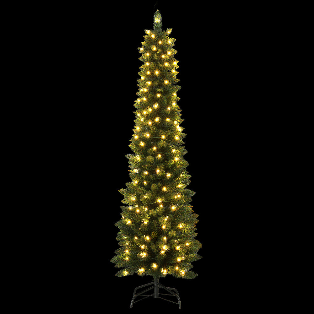 Jingle Jollys Christmas Tree 1.8m Pre-Lit 200 LED Lights Xmas Tree Decorations-Christmas Trees-PEROZ Accessories