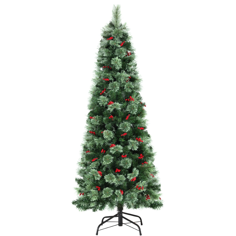 Jingle Jollys Christmas Tree 1.8M LED Xmas Tree Party Decorations Red Barries-Occasions > Christmas > Christmas Trees-PEROZ Accessories
